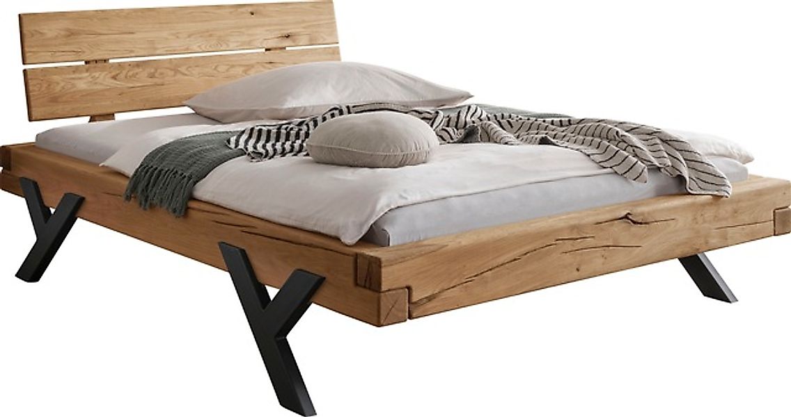 Home affaire Massivholzbett »Ultima Balkenbett Doppelbett, Füße aus Metall günstig online kaufen