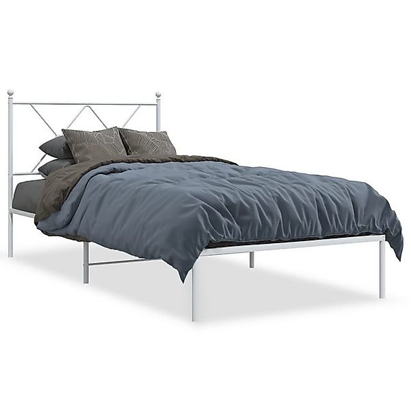 vidaXL Bettgestell, Bettrahmen mit Kopfteil Metall Weiß 90x190 cm günstig online kaufen