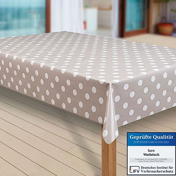 laro Tischdecke Wachstuch-Tischdecken Abwaschbar Punkte beige günstig online kaufen