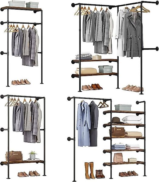 Woltu Kleiderständer, (Set, 4 St), mit Ablagen, Garderobe mit Kleiderstange günstig online kaufen