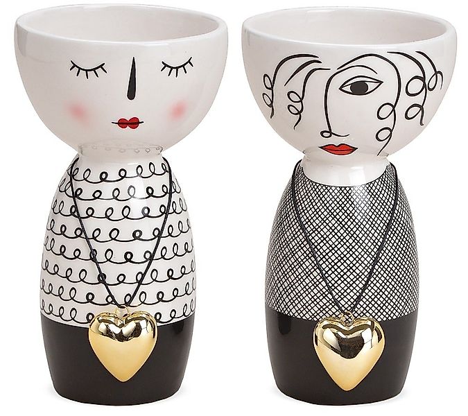 matches21 HOME & HOBBY Dekovase Dekovasen 2er Set 16 cm schwarz / weiß mode günstig online kaufen