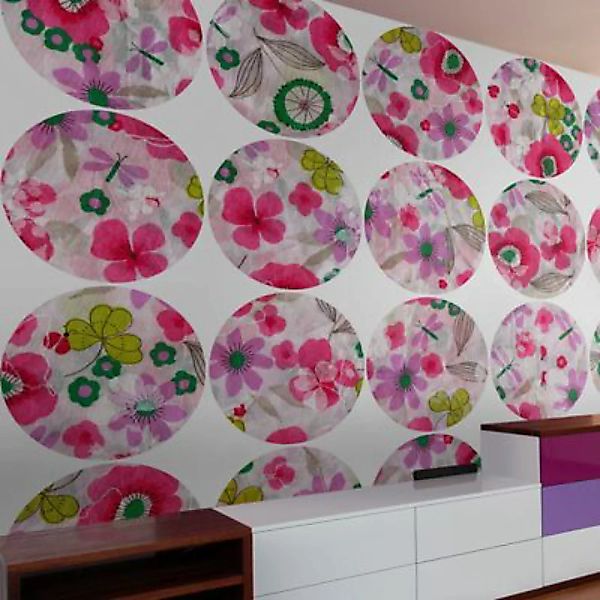 artgeist Fototapete Pink meadow - circle weiß-kombi Gr. 50 x 1000 günstig online kaufen