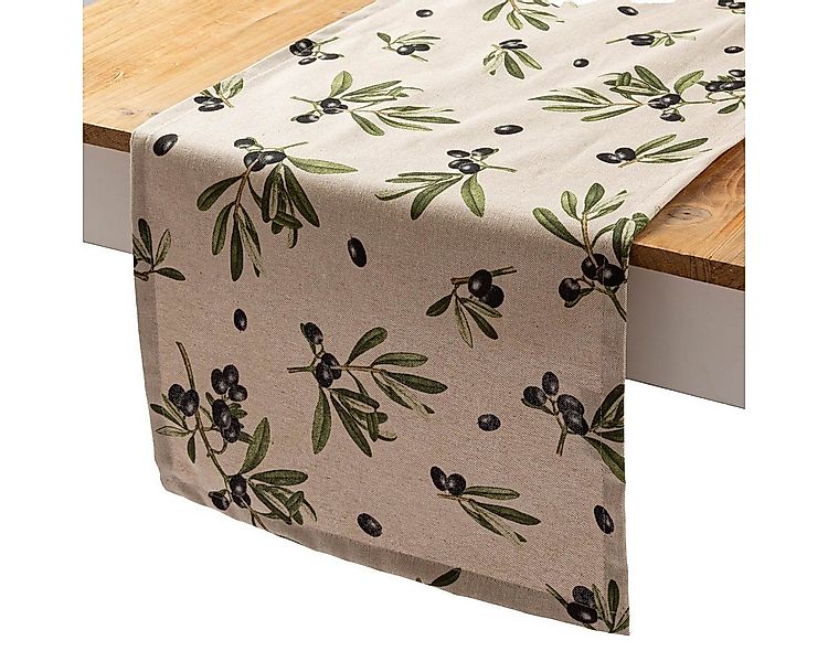 SCHÖNER LEBEN. Tischläufer Tischläufer Olivenzweige natur 40x160cm von SCHÖ günstig online kaufen