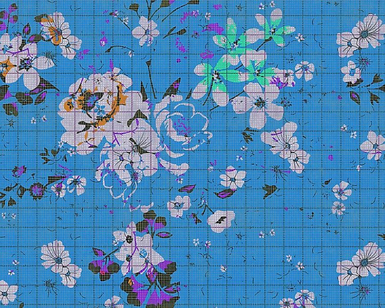 Fototapete "flower plaid 3" 4,00x2,70 m / Glattvlies Perlmutt günstig online kaufen