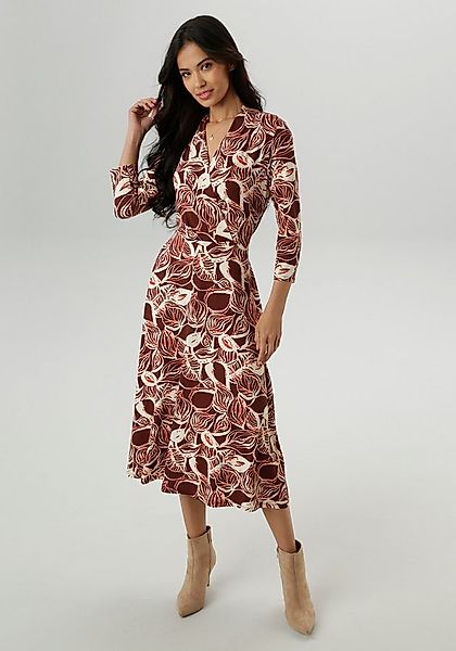 Aniston SELECTED Jerseykleid mit V-Ausschnitt in Wickeloptik und Bindedetai günstig online kaufen