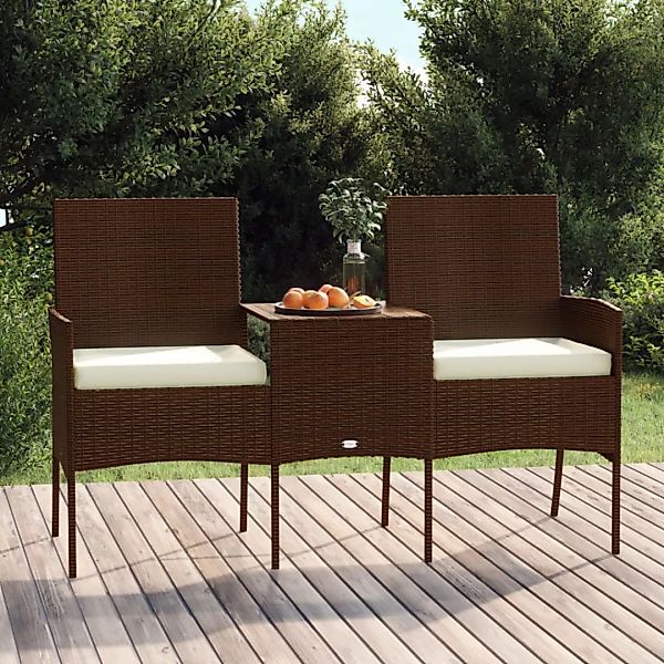 Vidaxl 2-sitzer Gartensofa Mit Teetisch Poly Rattan Braun günstig online kaufen