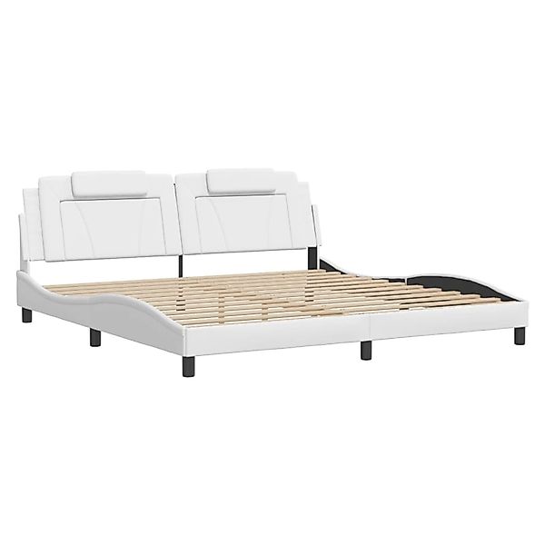 vidaXL Bettgestell Viana mit LED ohne Matratze Weiß 200x200 cm Kunstleder 3 günstig online kaufen