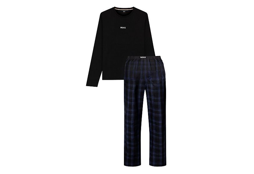 BOSS Pyjama Anthony Long Set (2 tlg) mit Markenschriftzug auf dem Oberteil günstig online kaufen