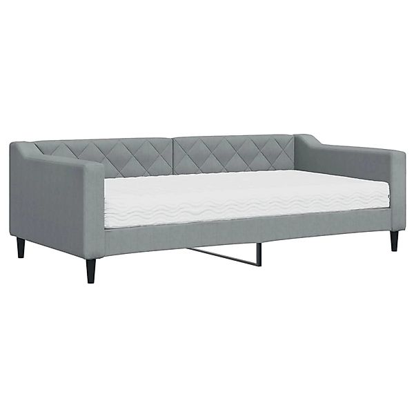 vidaXL Bett, Tagesbett mit Matratze Hellgrau 90x190 cm Stoff günstig online kaufen