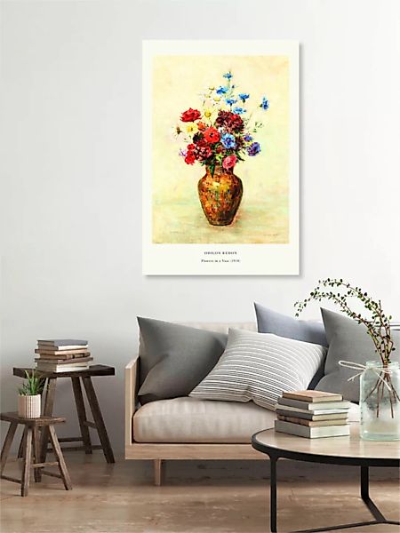 Poster / Leinwandbild - Odilon Redon Ausstellungsposter - Blumen In Einer V günstig online kaufen