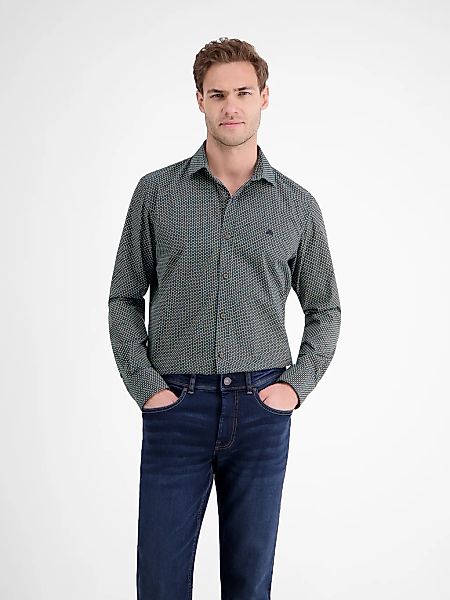 LERROS Langarmhemd "LERROS Herrenhemd mit Haifischkragen, dezent gemustert" günstig online kaufen