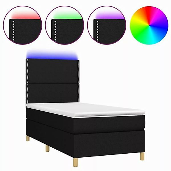 vidaXL Boxspringbett Boxspringbett mit Matratze LED Schwarz 100x200 cm Stof günstig online kaufen