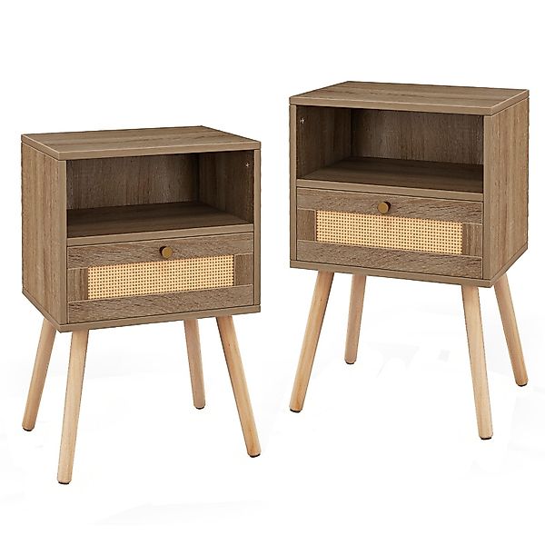 COSTWAY Nachttisch (2-St), Beistelltisch Rattan, mit günstig online kaufen