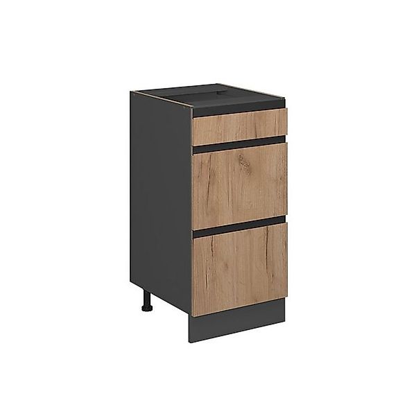 Vicco Küchenunterschrank R-Line Goldkraft Eiche/Anthrazit 40 cm J-Shape mit günstig online kaufen