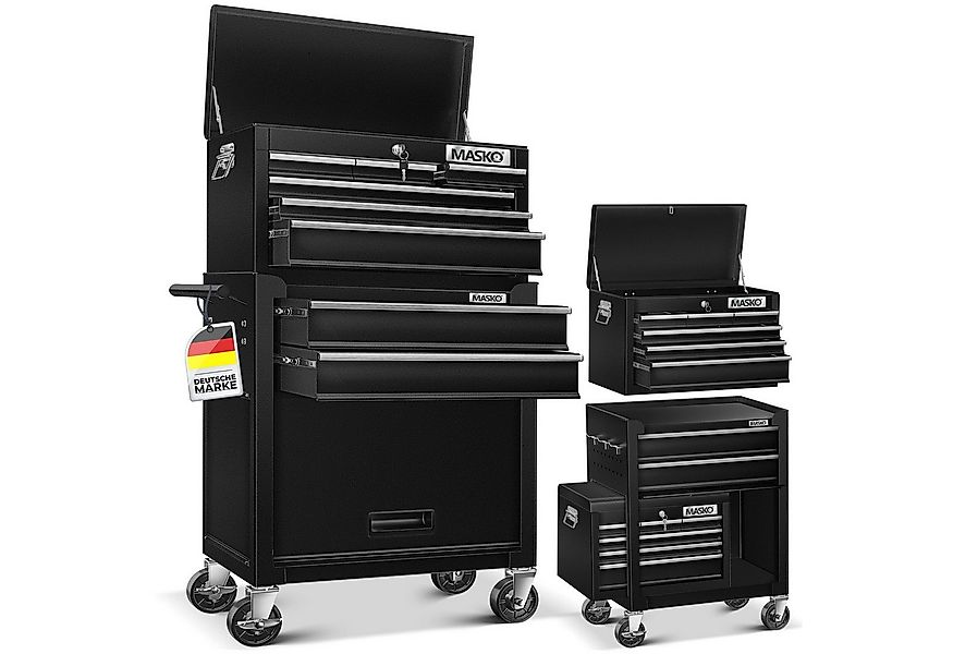 MASKO Werkstattwagen, schwarz, Werkzeugwagen inklusive Koffer 9 Fächer Absc günstig online kaufen