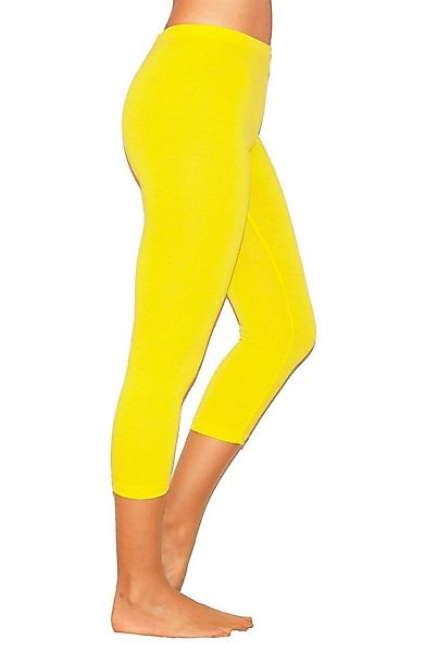 YESET Caprihose Damen 3/4 Capri Leggings Baumwolle GELB M Capri kurze Leggi günstig online kaufen