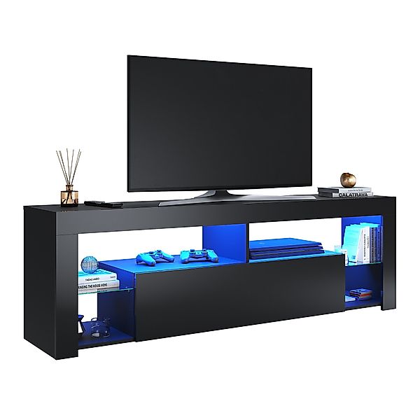 SONNI TV-Schrank Schwarzer TV-Ständer mit LED-Beleuchtung günstig online kaufen