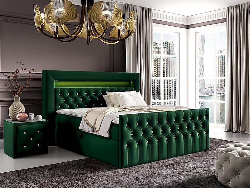 Fun Möbel Boxspringbett Schlafzimmerbett SEVRA Nr.2 in Stoff Elisa Velvet ( günstig online kaufen
