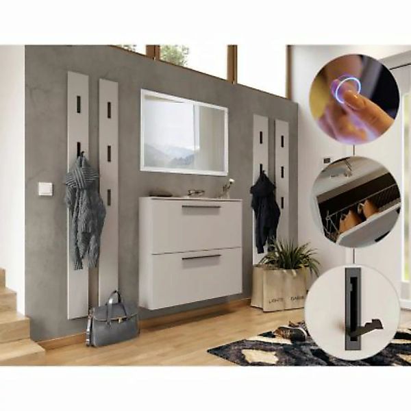 Lomadox Garderoben Set Kashmir-beige UTRERA-01 mit 100cm Schuhschrank, LED- günstig online kaufen