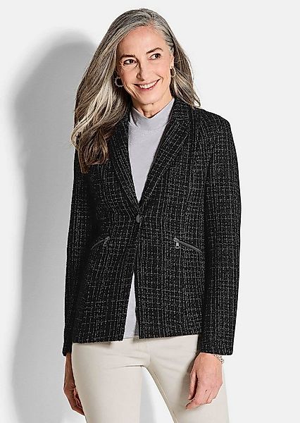 GOLDNER Jerseyblazer Eleganter Baumwollblazer, Karomuster Tweedjacke mit ve günstig online kaufen