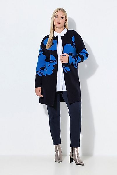 Ulla Popken Strickjacke Strickjacke Blüten Doucleface Rundhals Langarm günstig online kaufen