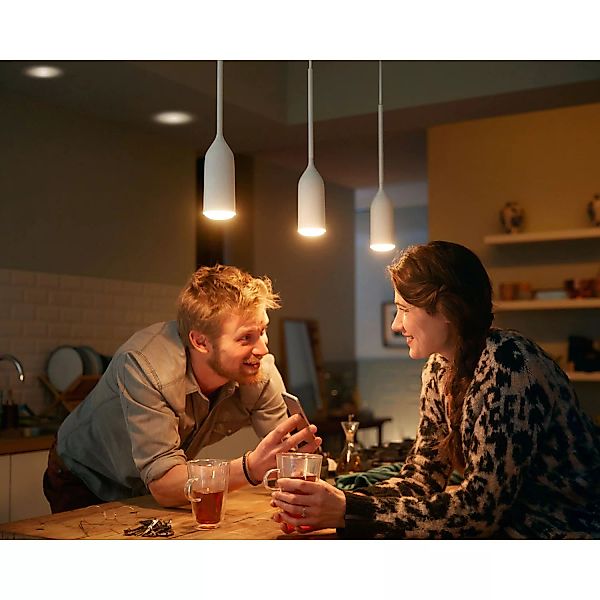 Philips Hue LED-Pendelleuchte Devote White Ambiance inkl. Dimmer Weiß günstig online kaufen