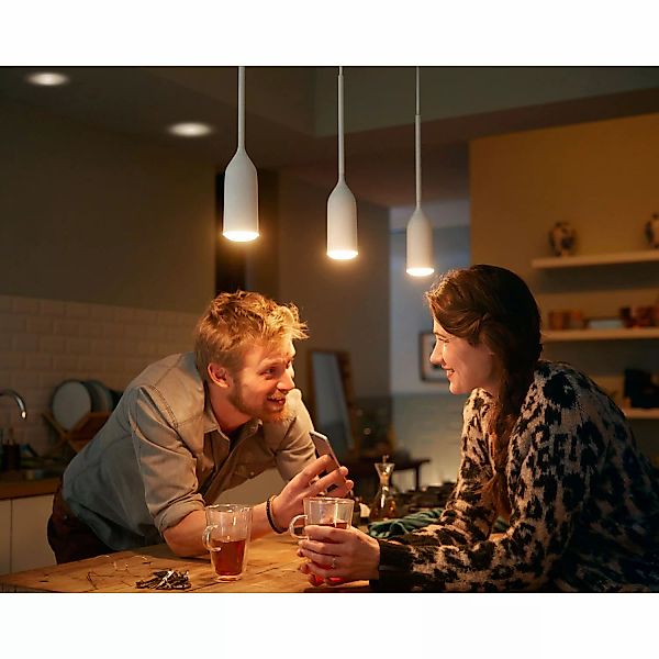 Philips Hue LED-Pendelleuchte Devote White Ambiance inkl. Dimmer Weiß günstig online kaufen