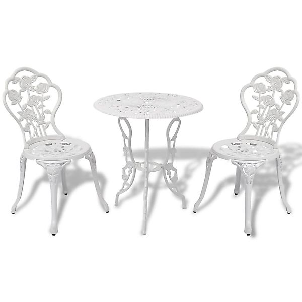 vidaXL Gartenlounge-Set 3-tlg. Bistro-Set Aluminiumguss Weiß, günstig online kaufen
