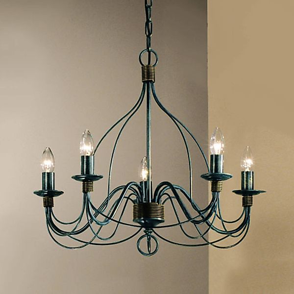 Kronleuchter Filo, 5-flammig, blauschwarz, Metall, Ø 56 cm günstig online kaufen
