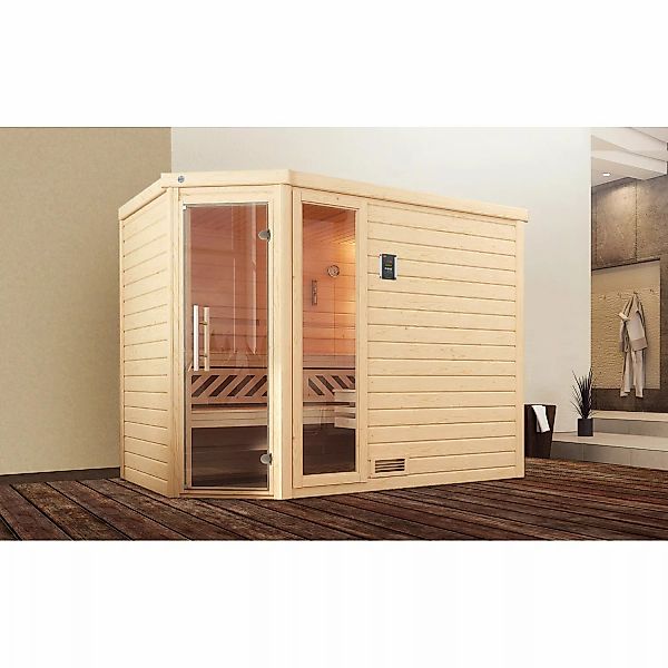 Weka Massivholzsauna Turku 3 Sparset 9 kW OS Glastür/Fenster günstig online kaufen