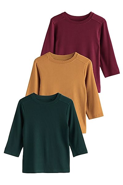 Next Blusenshirt Rundhalsoberteile mit 3/4-Ärmeln, 3er-Pack günstig online kaufen