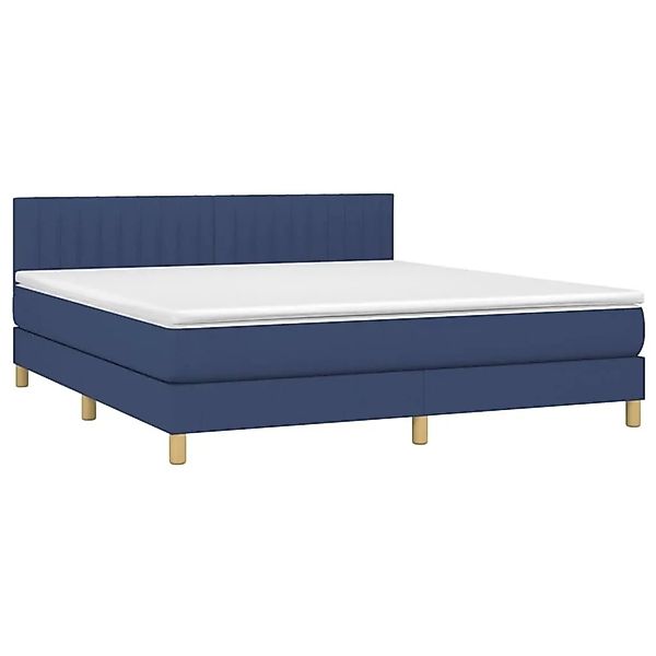 vidaXL Boxspringbett mit Matratze & LED Blau 160x200 cm Stoff 3133891 günstig online kaufen