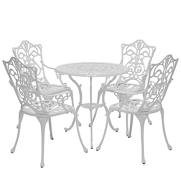 Terrassensitzgruppe in Weiß Vintage Design (fünfteilig) günstig online kaufen