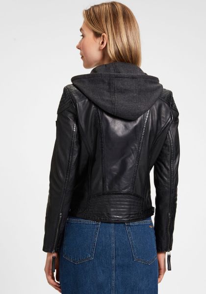 Mauritius Lederjacke "Cacey LEGV" mit Kapuze mti Kapuze, Reißverschluss, Zi günstig online kaufen