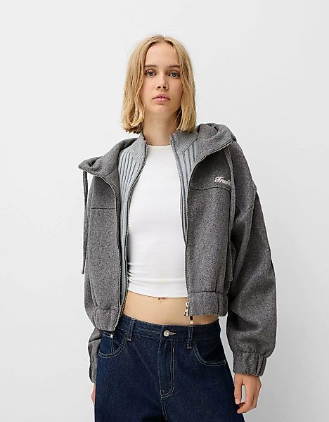 Bershka Jacke Mit Kapuze Damen Xs Grau günstig online kaufen