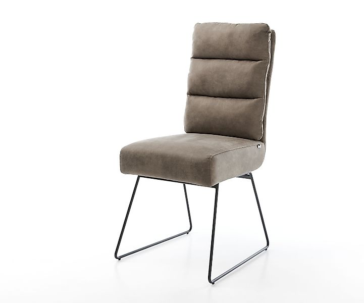 Esszimmerstuhl Pela-Flex Mikrofaser Taupe Vintage Kufengestell Schwarz Tasc günstig online kaufen