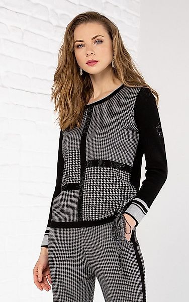 Passioni Strickpullover mit Hahnentrittmuster und Glitzersteinen günstig online kaufen