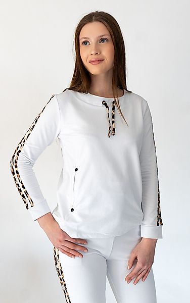 Passioni Freizeitanzug in weiß mit Leopardendetails, günstig online kaufen