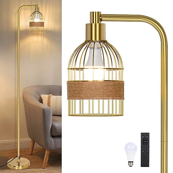 MUPOO Stehlampe Gold Stehlampe Wohnzimmer Dimmbar,mit günstig online kaufen