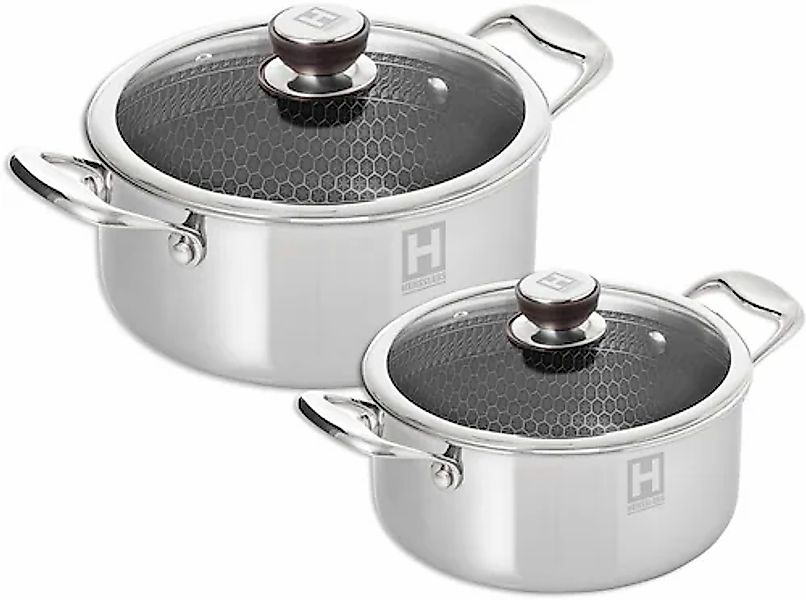 HENSSLERS Topf-Set Set, je 1 Kochtopf Ø 20 und 24 cm, mit Glasdeckel, 2 Stk günstig online kaufen