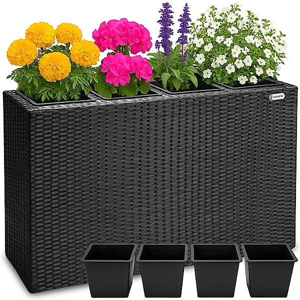 Polyrattan Blumentopf Schwarz 95x27x60cm günstig online kaufen