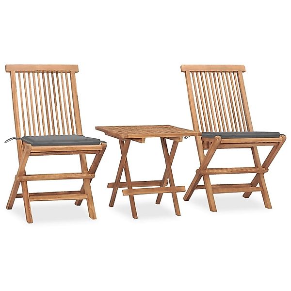 vidaXL 3-tlg Garten-Essgruppe mit Kissen Klappbar Massivholz Teak Modell 29 günstig online kaufen