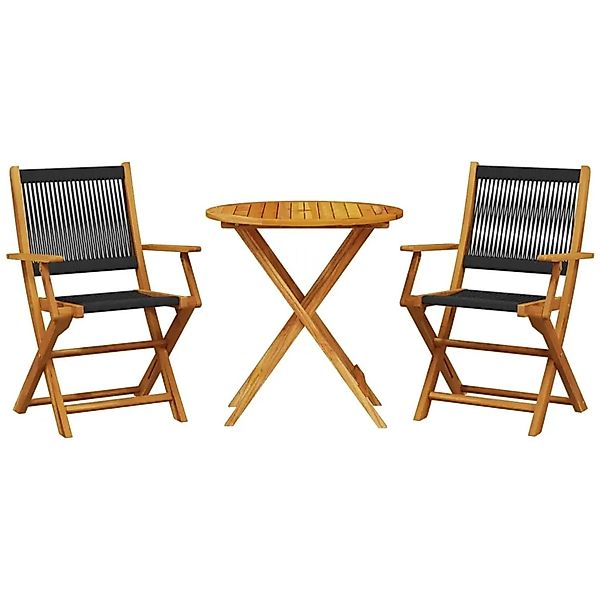 vidaXL 3-tlg Bistro-Set Schwarz Polypropylen und Massivholz Modell 4 günstig online kaufen