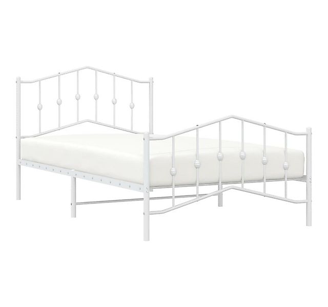 vidaXL Bett Bettgestell mit Kopf- und Fußteil Metall Weiß 107x203 cm günstig online kaufen