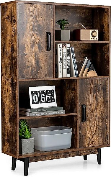 COSTWAY Bücherregal, mit 2 Türen & 4 Regalen, Kippsicherung, Holz, 80x24x12 günstig online kaufen