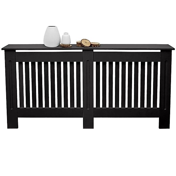 ECD Germany Heizkörperverkleidung Landhausstil 152x19x82 cm Schwarz MDF Lac günstig online kaufen