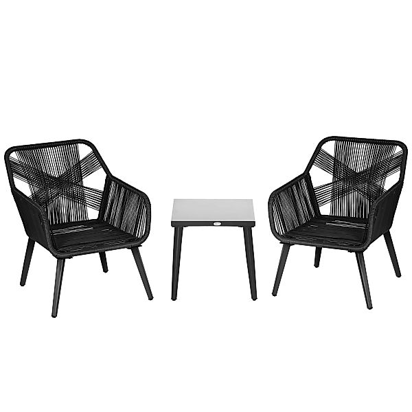 Outsunny Garten-Lounge-Set für 2 Personen 2 Sessel 1 Tisch wetterbeständig, günstig online kaufen
