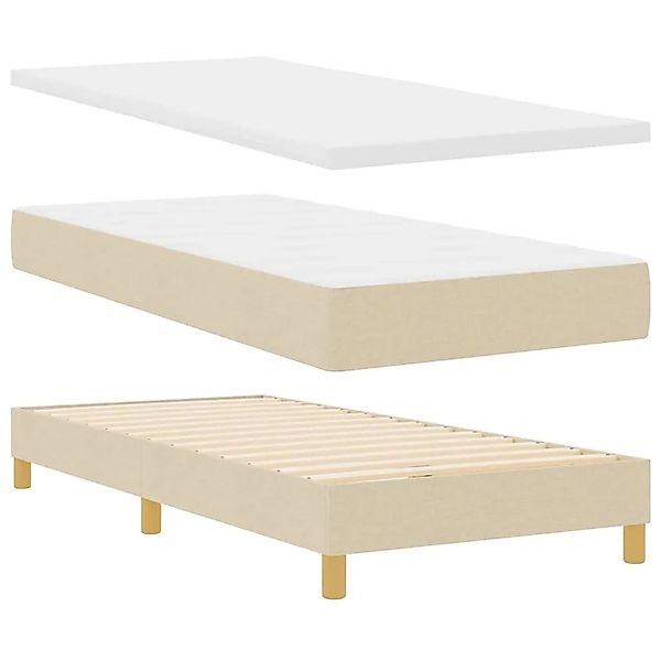 vidaXL Boxspringbett mit Matratze Creme 200 x 100 cm Polyester 3341221 günstig online kaufen