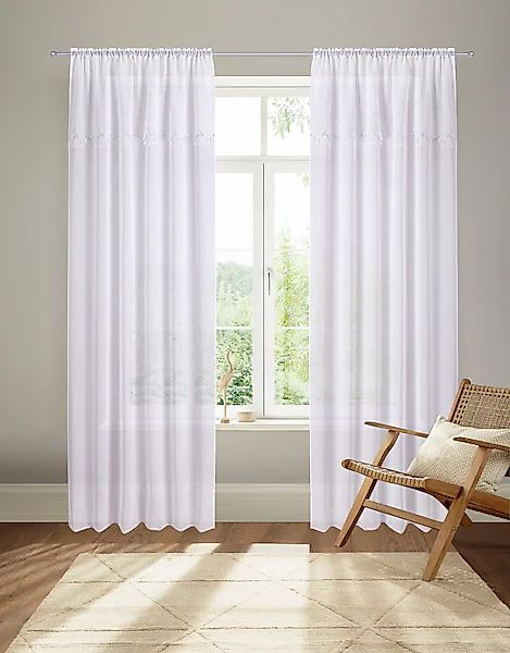 Home affaire Gardine »Riedbach« Stangendurchzug 1 Stk. tlg. mit floraler Bo günstig online kaufen