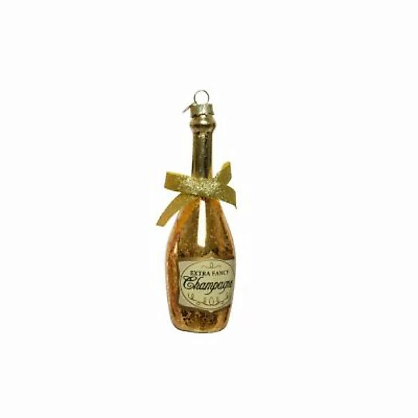 MARELIDA Baumschmuck Champagner Flasche Glas Ahnänger gold günstig online kaufen